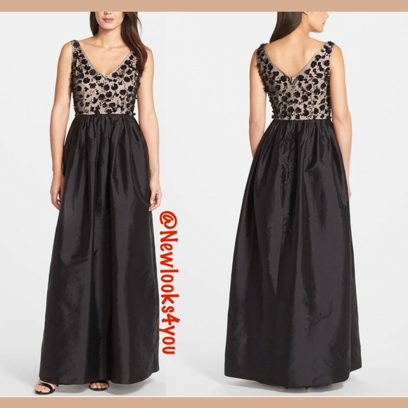 NWT Adrianna‎ Papell Beaded Bodice Taffeta Gown - Picture 1 of 7